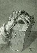 Albrecht Durer Hand Study with Bible - Drawing oil